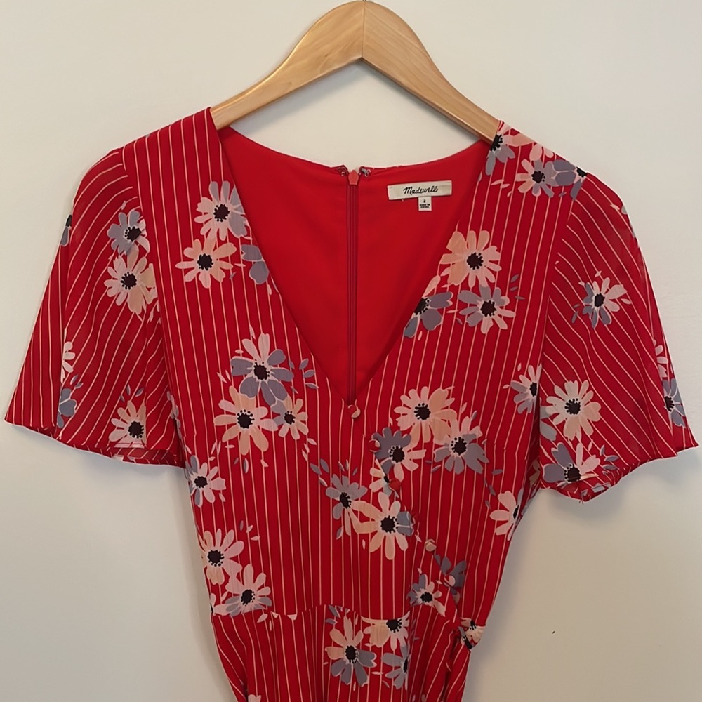 Madewell Red Floral Print Dress